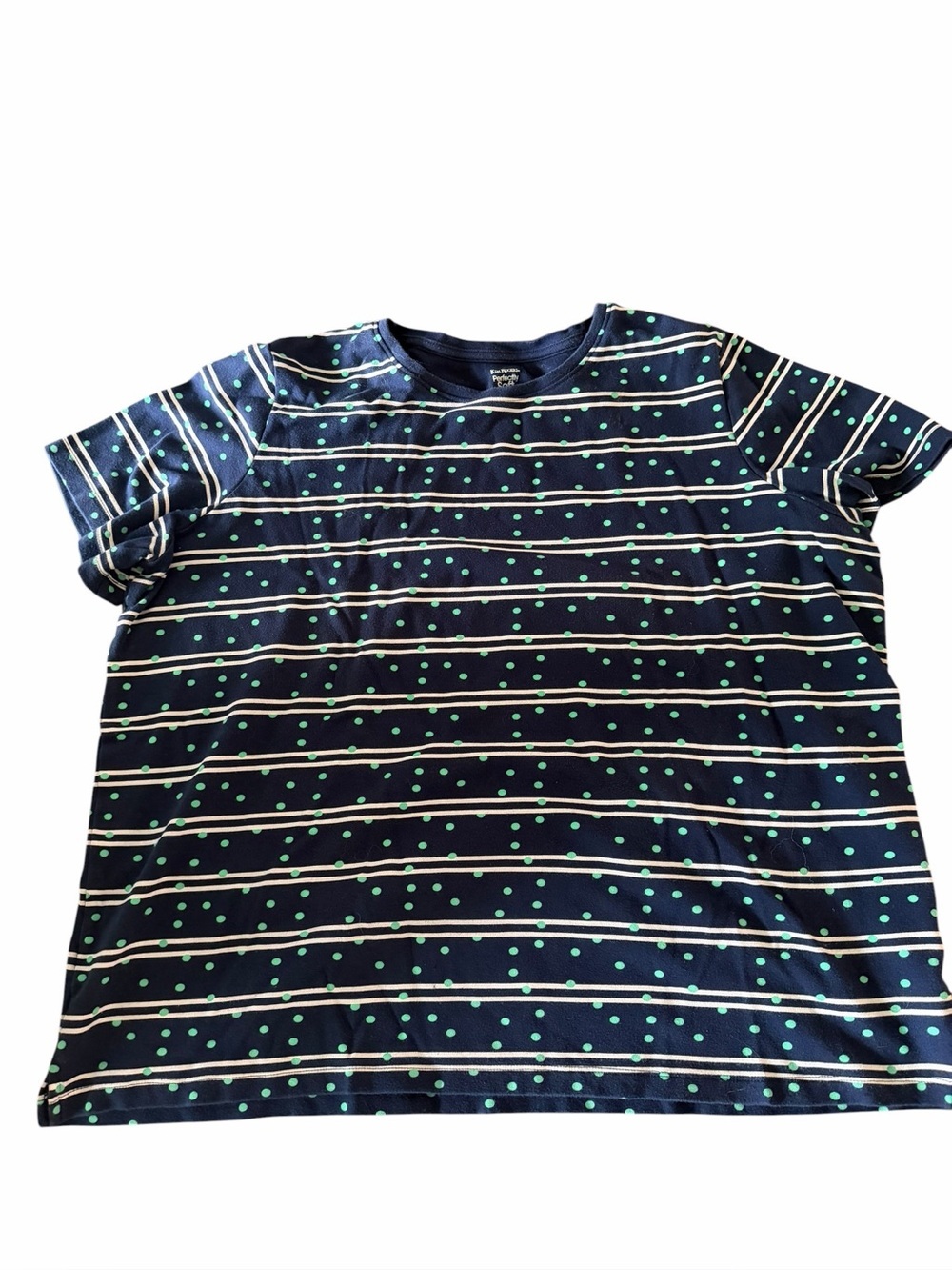 Kim Rogers Navy Stripe Tee with Mint Polka Dots